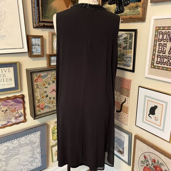 By Artisan A-Line Black Sleeveless Beaded Neckline Stretch Knit Dress Size 2X - Picture 4 of 5